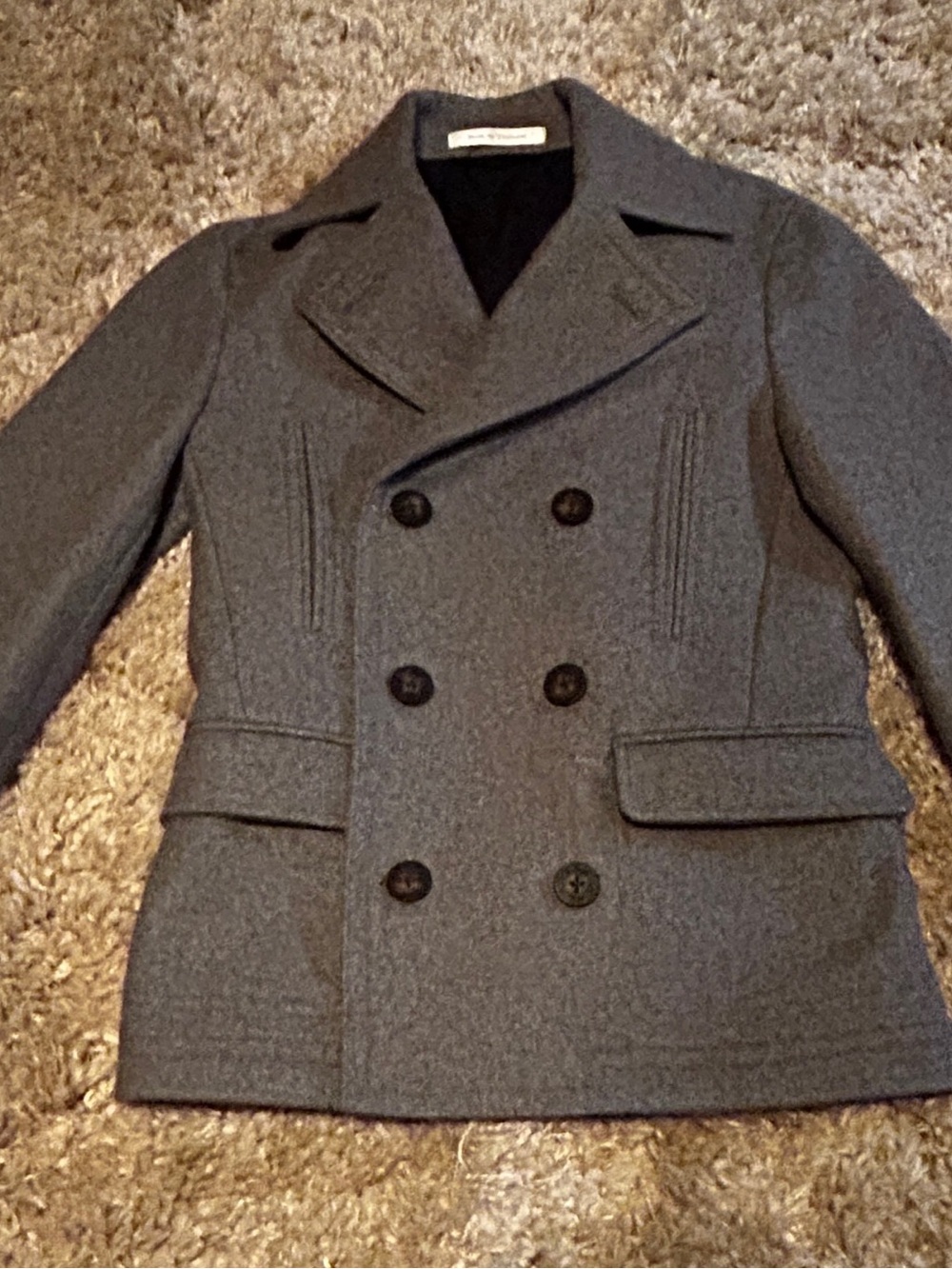 Lauren Ralph Lauren Boys 16R Double-Breasted Wool Blend Peacoat - Gray